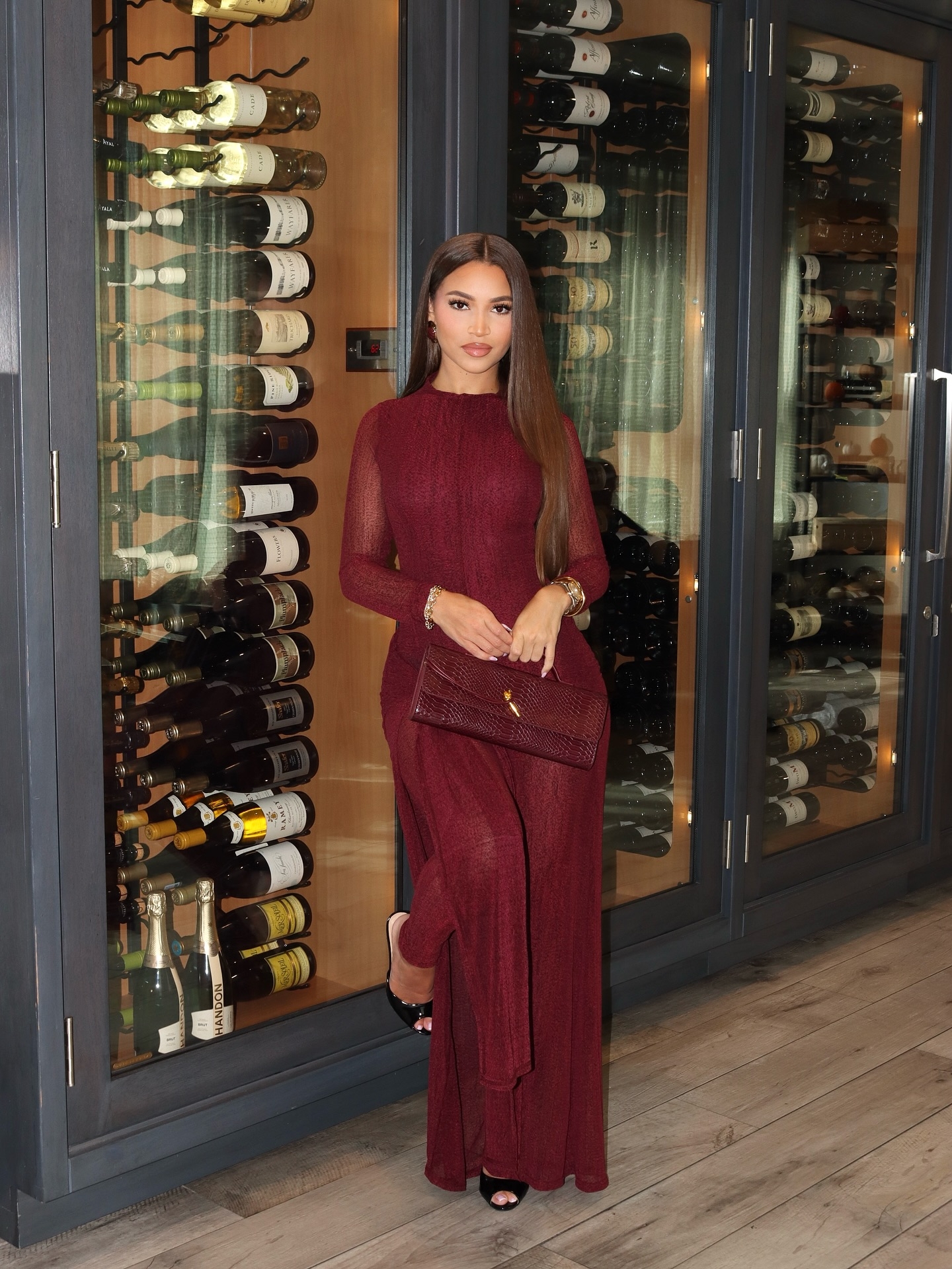 Mono Traci Mesh Long Sleeve - Vino Tinto.